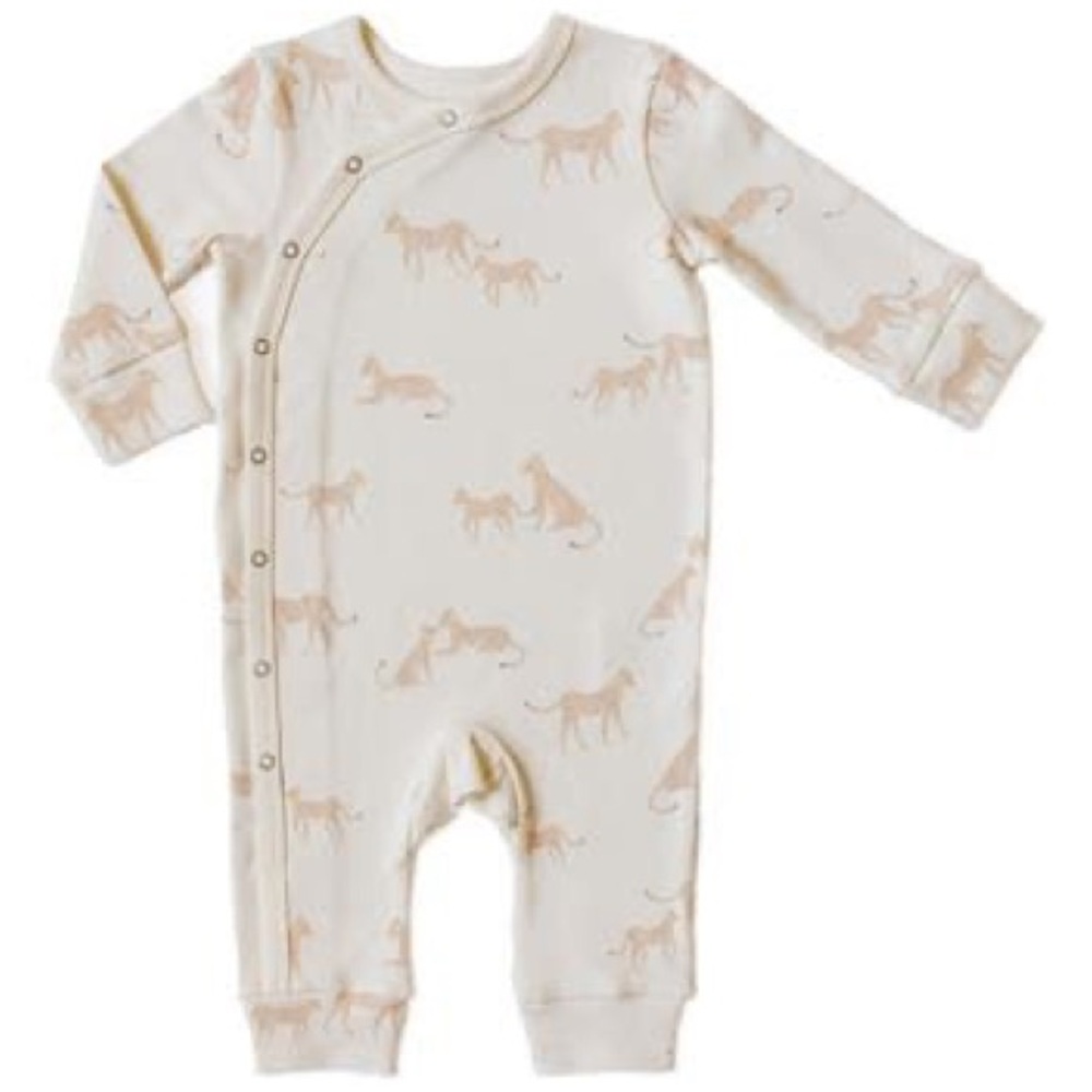 Pehr Kimono Romper | 3-6 Months | White Cheetah Print LIKE NEW